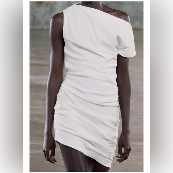 Zara White Draped Mini Dress Small BNWT - Picture 10 of 10